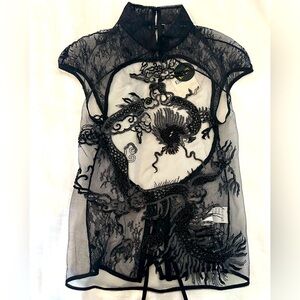 KIM SHUI sequin and crystal dragon tank top